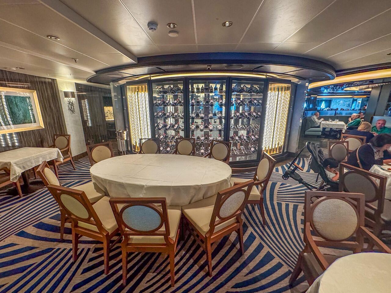 A cruise ship dining room during service